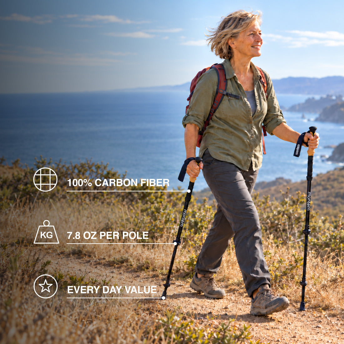Ultra Light 100% Carbon Fiber Trekking Poles
